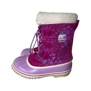 Sorel 1964 Pac Graphic Boots Pink Purple Snowflake Big Kids Size 3